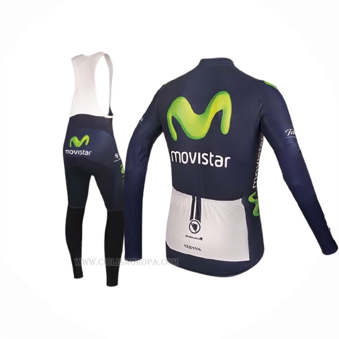 2016 Ropa Ciclismo Movistar Verde Azul Mangas Largas y Culotte Lunga